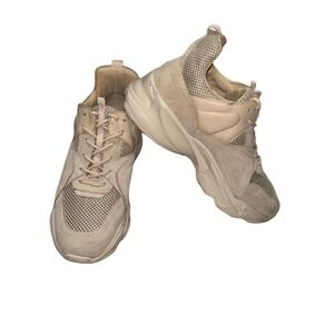 Steve Madden Movement Fashion Sneakers Beige Suede Mesh Chunky Sole Women Size 8